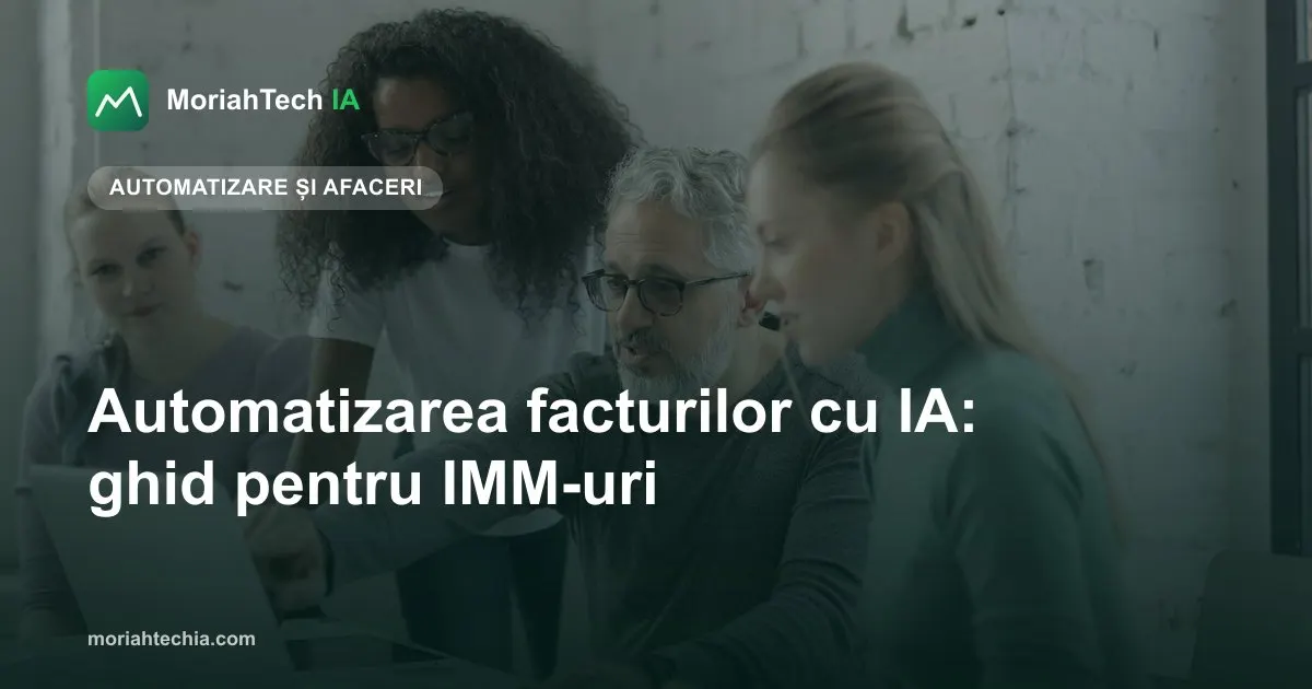 Patru colegi care analizează împreună lucrul de pe un laptop, la o masă de birou.